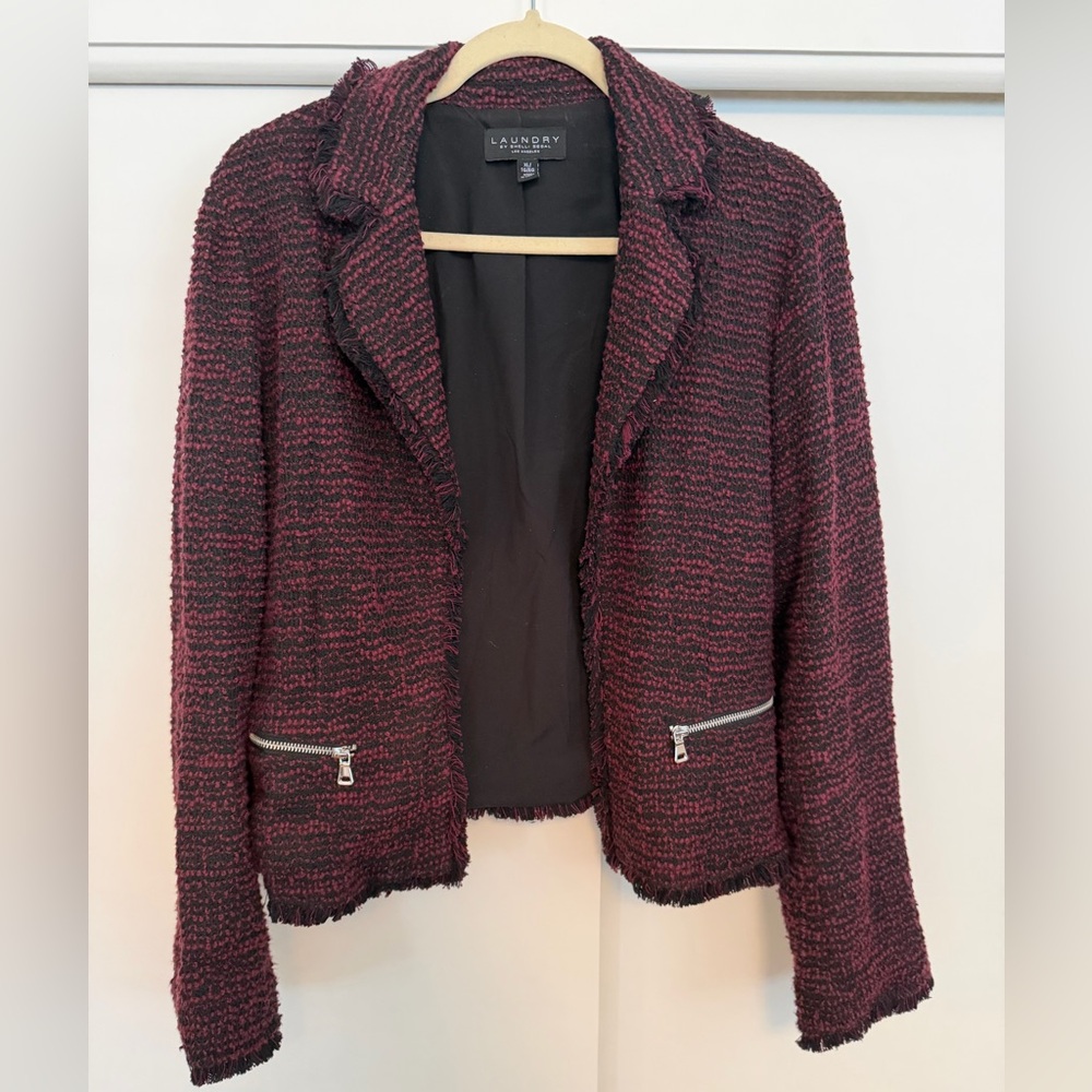 Laundry By Shelli Segal Women's Textured Burgundy Blazer